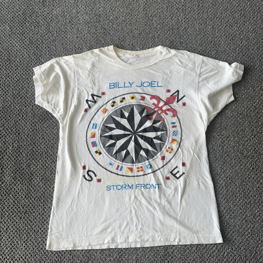 1989 Vintage Billy Joel Storm Front T Shirt.‎ Single Stitch. Tour Tee Shirt.